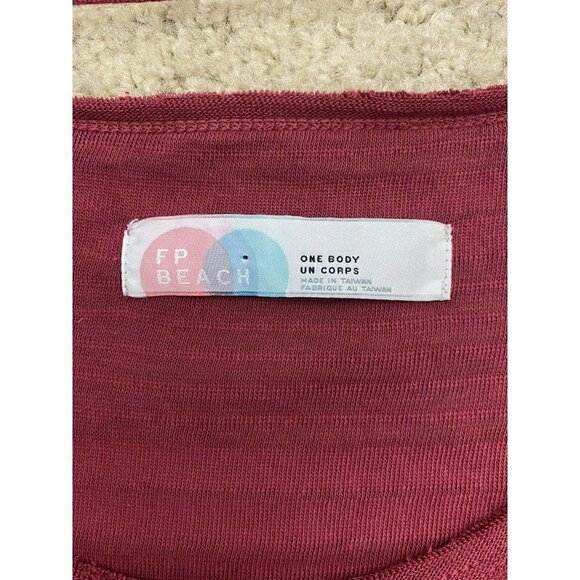 Free People FP Beach Womens Coverup OS One Size Red Long Sleeve Lightweight - Picture 3 of 7